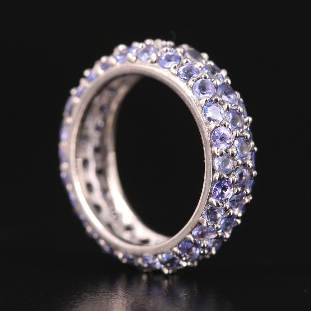 Holiday Sale ✨ Natural Tanzanite Pavé & Sterling Eternity Band • US7.5 - Picture 2 of 5